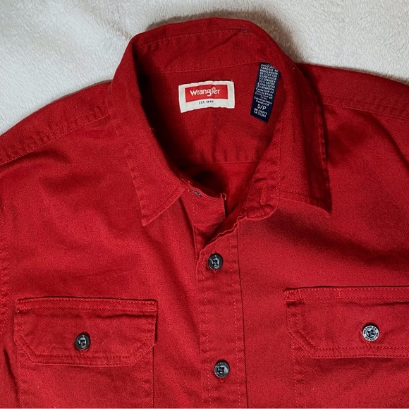 Men’s Vintage Wrangler EST. 1947 Red Cotton Button Down Casual Shirt Size S/P - Picture 7 of 12